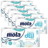 Papier toaletowy Mola delikatna morska (8 rolek) x 6 opakowań