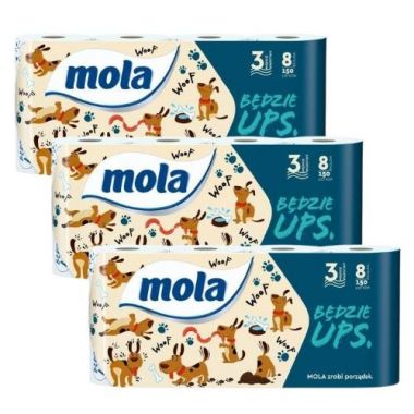 Papier toaletowy Mola Ups (8 rolek) x 3 opakowania